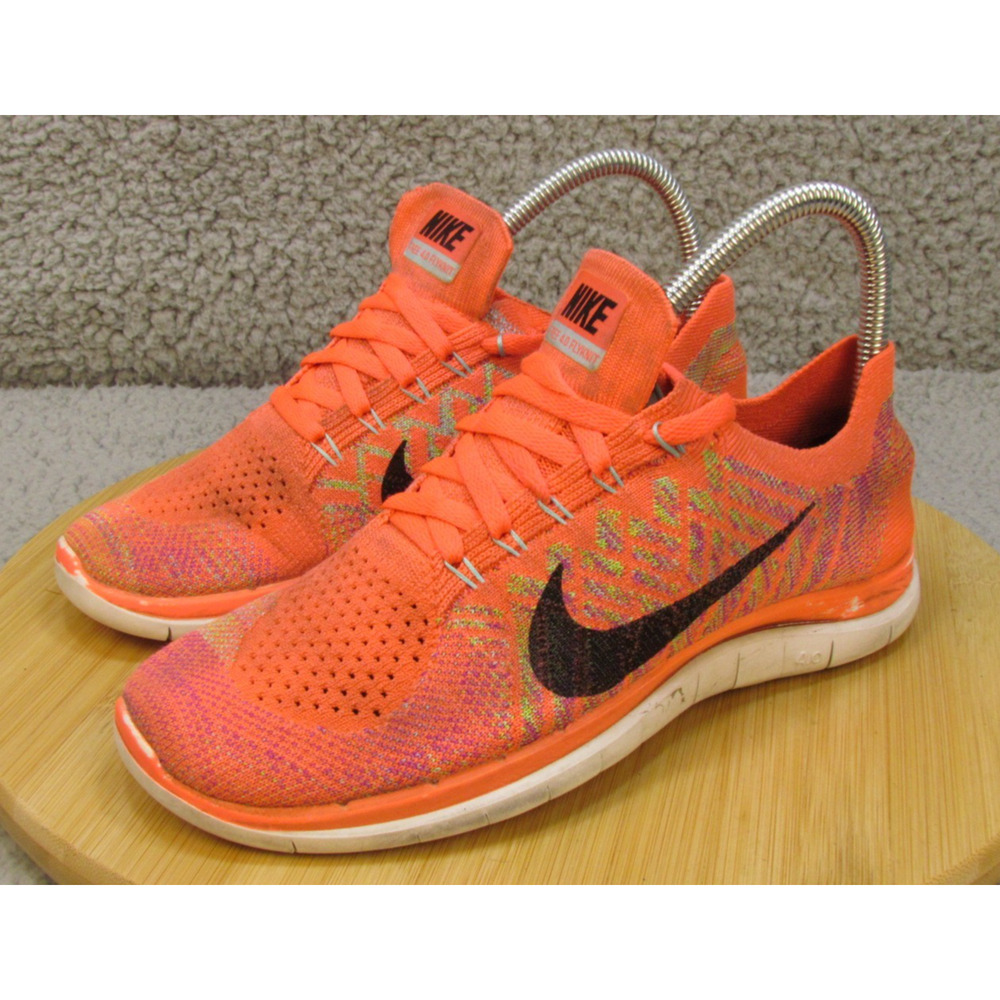 Nike Flyknit Running Shoes Mens 7 Orange Athletic Lightweight